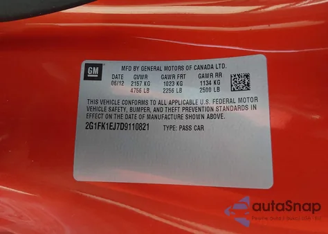 2013 Chevrolet Camaro 2Ss z USA, uszkodzony, nr VIN 2G1FK1EJ7D9110821